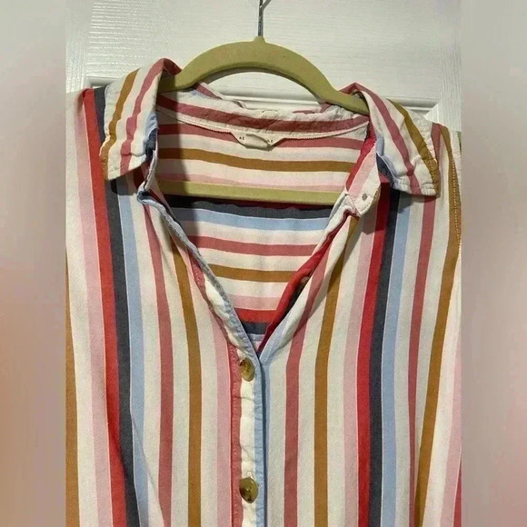 Aeropostale Soft Flowy Front Knot Striped Sleeveless Collared Blouse Size S - Picture 3 of 10